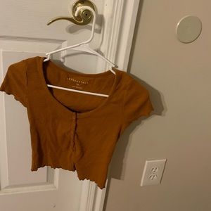 aeropostale cropped button up shirt orange color size XS